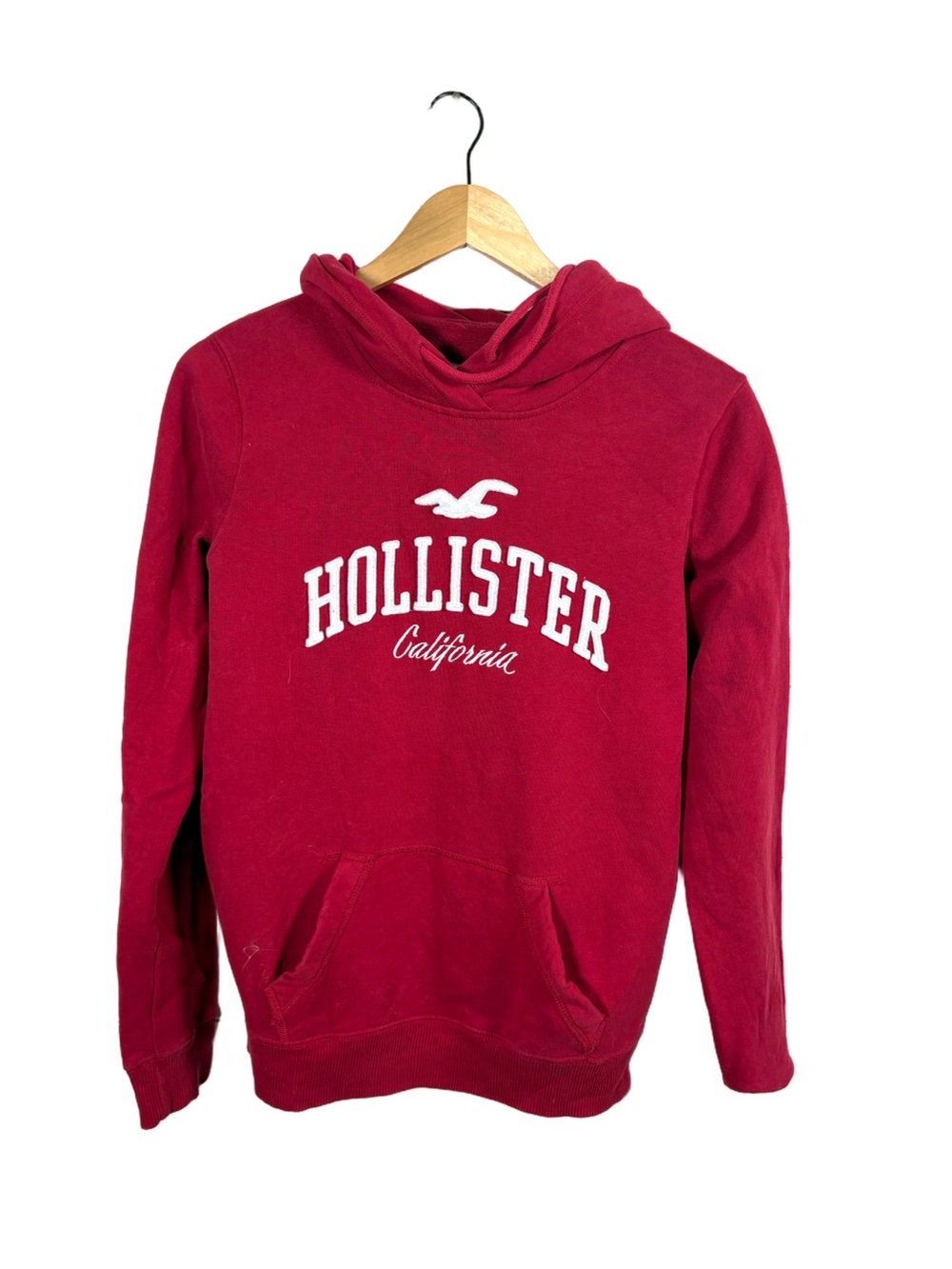 Hollister California Red Logo Pullover Hoodie Womens Small Y2K